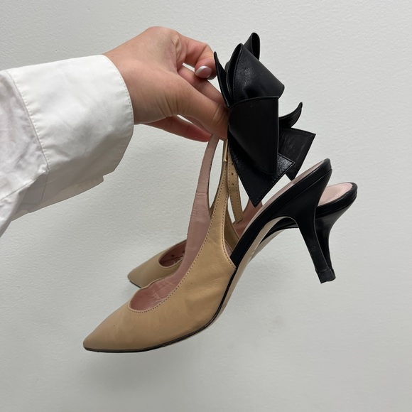 Kate Spade tan x black bow mules - Picture 7 of 7